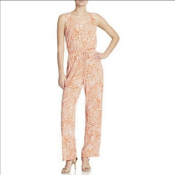 Calvin Klein Women’s Orange Printed Swirl Jumpsuit - Picture 2 of 16
